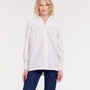 Ines De La Fressange Paris White embroidered Ornella blouse Small